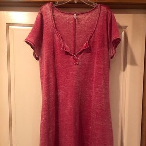 Z Supply Red Distressed T-Shirt Dress - L, GUC